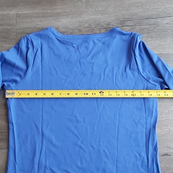 L.L. Bean 100% Supima Cotton 3/4 Sleeve Royal Blue Top - Size Small Petite - Picture 3 of 7